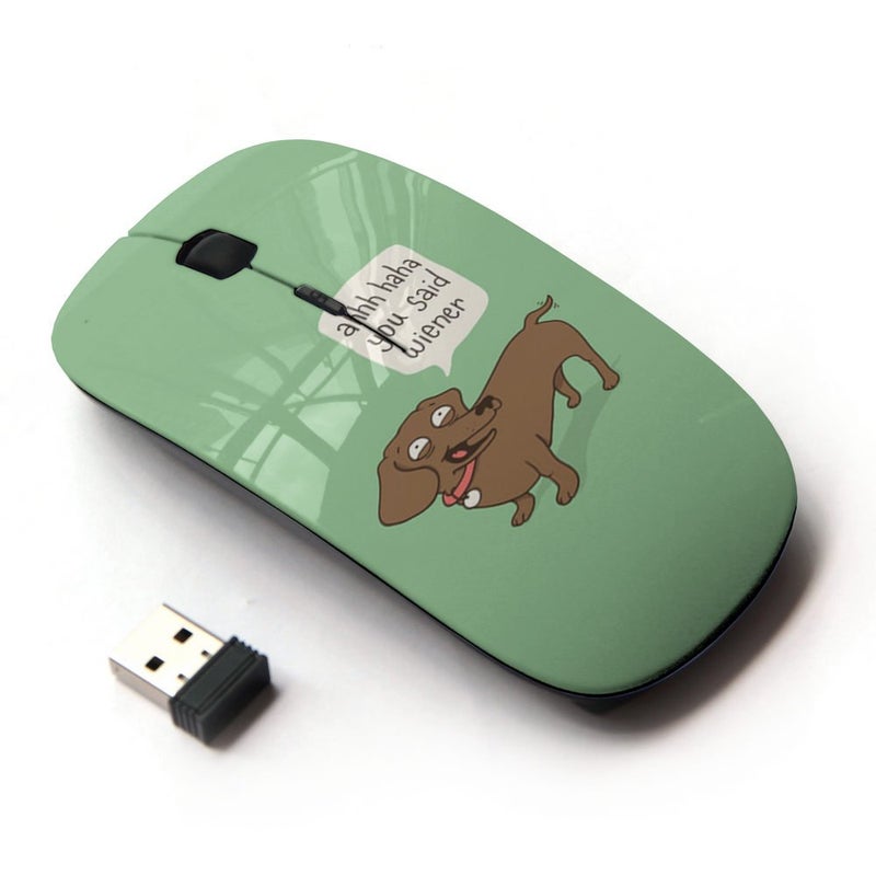 KOOLmouse ماوس KOOL [ ماوس لاسلكي بصري 2.4G [ اقتباس مضحك عن الكلب الكلب داشهند ] - Image 1